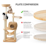 59" Big Modern Cat Tree Tower, Cat Tower Sisal-Covered Scratching Posts for Indoor Cats, Oak Wood Cat tree for Large Cats, Multi-level Cat Condo with Space Capsule Nest, Cat Furniture Activity Centre SHODMI