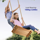 Pellor Wood Tree Swing Seat,Indoor Outdoor Rope Wooden Swing Set for Children Adult Kids (Burlywood) PELLOR