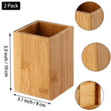 Pen Cup Holder,2 Pack Bamboo Wood Desk Pencil Holder Stand Multi Purpose Use Pencil Cup Pot Desk Accessories,Desktop Organizer Pencil Holder Ideal Gift for Office Home Cerpourt