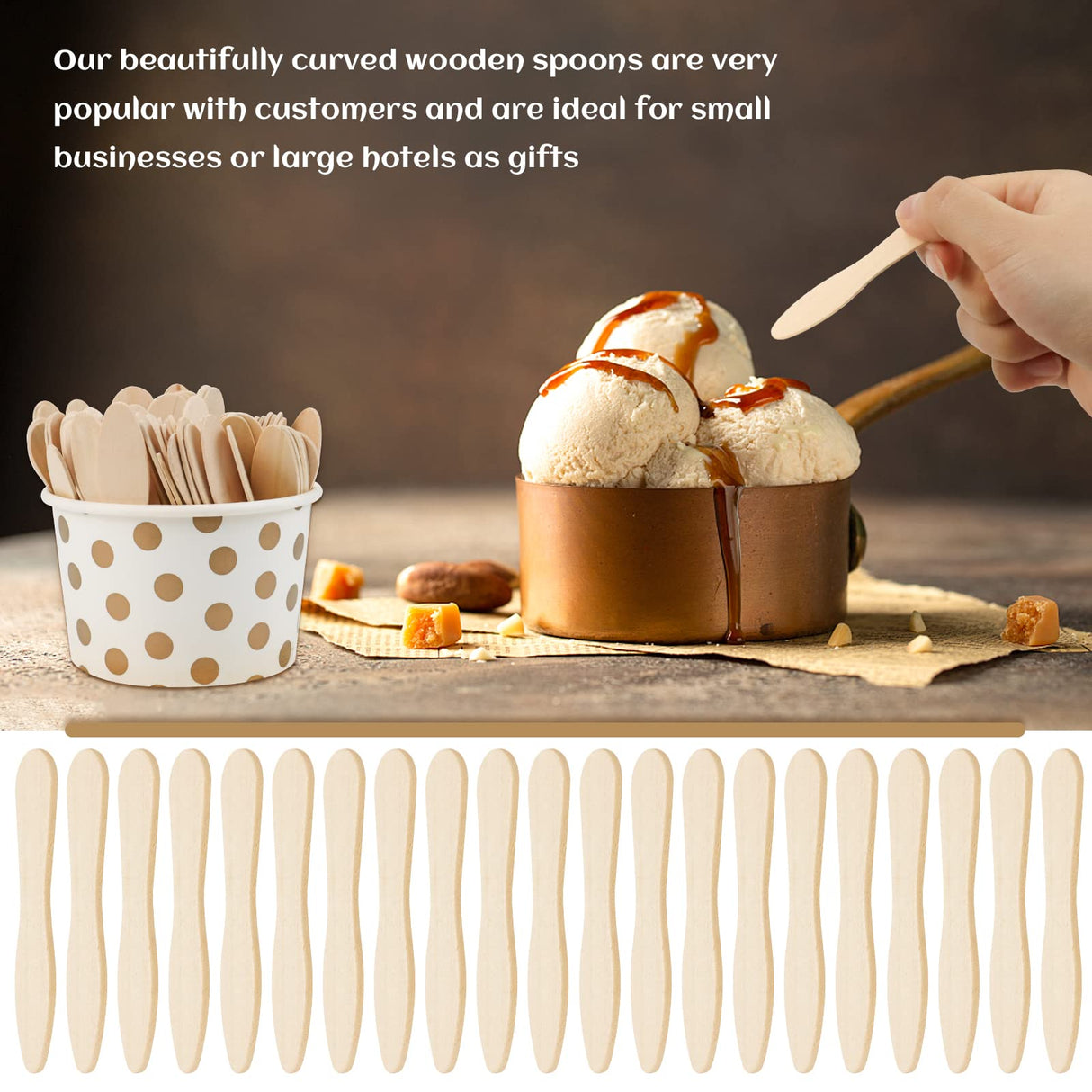 CZWESTC 400 Pcs Wooden Ice Cream Spoons, Mini Disposable Tasting Spoons Wooden, Small Dessert Spoons, Mini Spoons for Crafts, Tasting, Sampling (3 Inch) CZWESTC