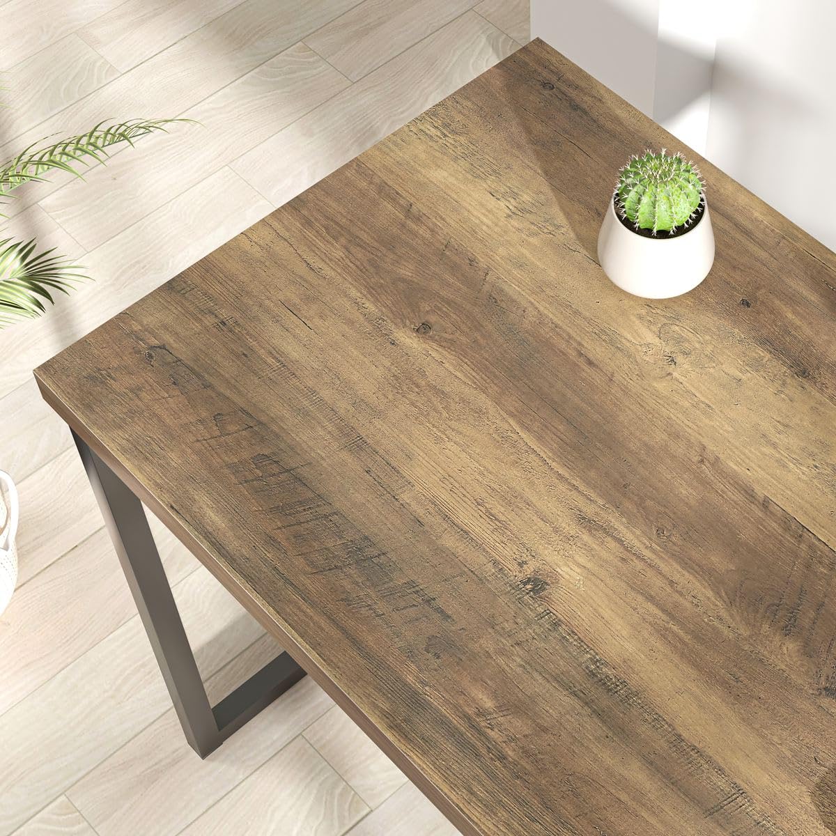 FOLUBAN Modern Home Office Desk, Rustic Wood and Metal Computer Desk, Industrial Study Writing Gaming Table Workstation, Vintage Laptop PC Desk, Oak 47 Inch FOLUBAN