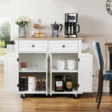 VOWNER 43" Kitchen Island with Drop Leaf, Island Table Kitchen with Storage, Solid Wood Countertop Rolling Kitchen Cart for Kitchen, Living Room VOWNER