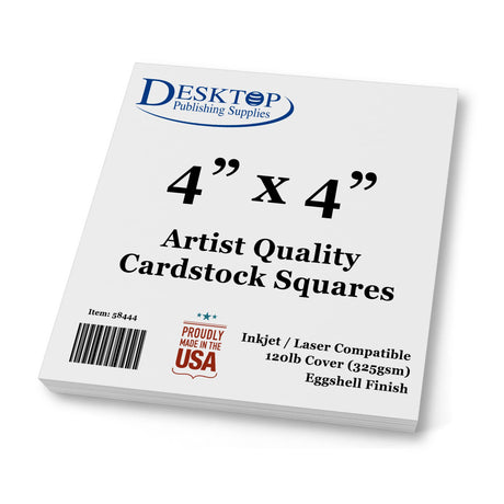 Premium White Cardstock Squares - Ultra Thick Artist Drawing Quality Eggshell Finish - For Spin Art Refill, Sketching, Charcoal, Watercolor, & Painting (4" x 4", 100 Pack) Desktop Publishing Supplies