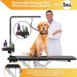 ROOMTEC 43" Hydraulic Pet Grooming Table w/Anti-Static Table Top, Heavy Duty Z-Lift Dog Grooming Table/21-36 w/Armrests/Leash Covers/Tool Organizers/Hooks, Weight Capacity 330LBS Black ROOMTEC