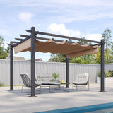 Aoxun 12x14FT Aluminum Pergola, Outdoor Retractable Pergola with Upgraded Canopy Cover, Heavy Duty Metal Pergolas and Gazebos with Adjustable Sun Shade for Modern Patio, Backyard, Deck, Garden Aoxun