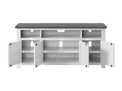 Martin Svensson Home Foundry 65" TV Stand, White Stain with Grey Top - WoodArtSupply