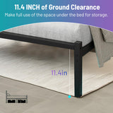 CLIBFENG Queen Bed Frame with Headboard,Heavy Duty Steel Slats Support-LED Bed Frame with USB Charging Station,Metal Platform Bed Frame-Under Bed Storage, No Box Spring Needed, Noise Free,Black CLIBFENG