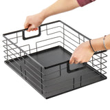TOPZEA Black Metal Food Storage Basket for Pantry Organization, Large Steel Wire Farmhouse Basket Organizer Bin with Handles for Organizing Bathroom, Kitchen, Shelf, Cabinet, 16"x 12.5"x 6" TOPZEA