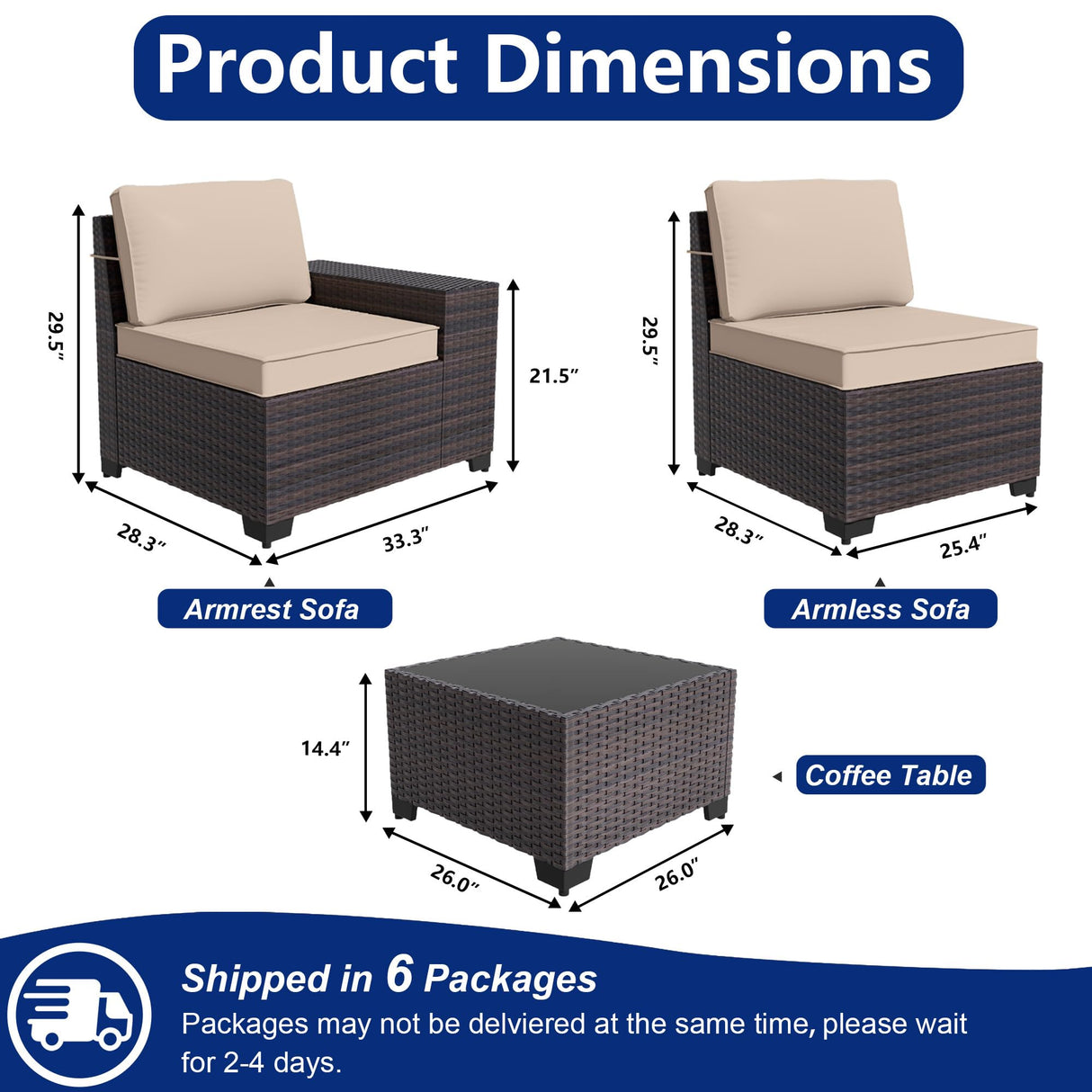 ASJMR Outdoor Patio Furniture Set, 12 Pieces Outdoor Sectional Furniture High Backrest Patio Sofa, All-Weather PE Rattan Patio Conversation Set with Coffee Table & Cushions(Brown). ASJMR