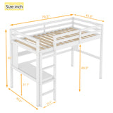 Twin Size Loft Bed with Desk for Kids,Solid Wood Loft Bed Frame with Bookcase,Loft Bed Twin with Storage,Space-Saving Loft Bed for Teens Adults,White Bellemave