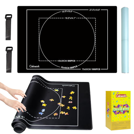 Rubber Jigsaw Puzzle Mat 1000 Pieces | 20" x 27"Puzzle Mats Roll Up | Jigsaw Puzzle Mats for Adult Puzzles Storage and Saver | Work with Puzzle Board and Puzzle Table Celawork