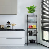 GIOTORENT 5-Wire Shelving Storage Garage Organizer, Adjustable Metal Shelf Wire Shelving Unit Rack for Laundry Bathroom Kitchen Storage, Pantry Closet Shelves, Matt Black GIOTORENT