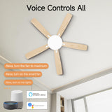 Atolit Ceiling Fans With Lights,52 Inch Smart Ceiling Fan, Remote/App Control, Compatible with Alexa/Google Assistant,Reversible,Dimmable,Adjustable Color Temperature,6 Speeds,Timer(White) Atolit