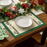 Artoid Mode Xmas Pine Winter Placemats Set of 4, 12x18 Inch Christmas Table Mats for Table Runner Party Kitchen Dining Decoration Artoid Mode