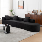 ClinQ 132-Inch Modern Style Curved Sofa, Upholstery Corduroy Sofa Couch with 3 Pillows, Black ClinQ
