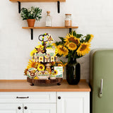 GlikCeil 20 Pcs Highland Cow Tiered Tray Decor Farmhouse Sunflower Decor Farmhouse Cow Tiered Tray Decoration Set Sunflower Wooden Sign Table Centerpiece for Summer Home Kitchen Shelf Party Decoration GlikCeil