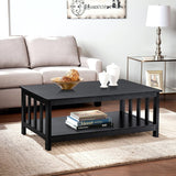 ChooChoo Mission Coffee Table, Black Wood Living Room Table with Shelf, 40 Black ChooChoo