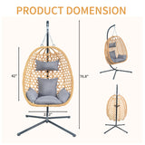 EortheX Hanging Egg Chair with Cushions – Comfortable Rattan Swing Chair with Stand for Patio, Garden, or Balcony – Stylish and Relaxing Outdoor Lounge Chair, 350LBS Capacity Indoor Outdoor EortheX outdoor fancy