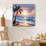 ARPADAMO Adults Beginners Paint by Number Kits,Coconut Tree Beach Sunset Scenic Painting by Number Kits On Canvas,Without Frame DIY Oil Painting Acrylic Paints, Home Wall Decor Gift 15.6×15.6in ARPADAMO