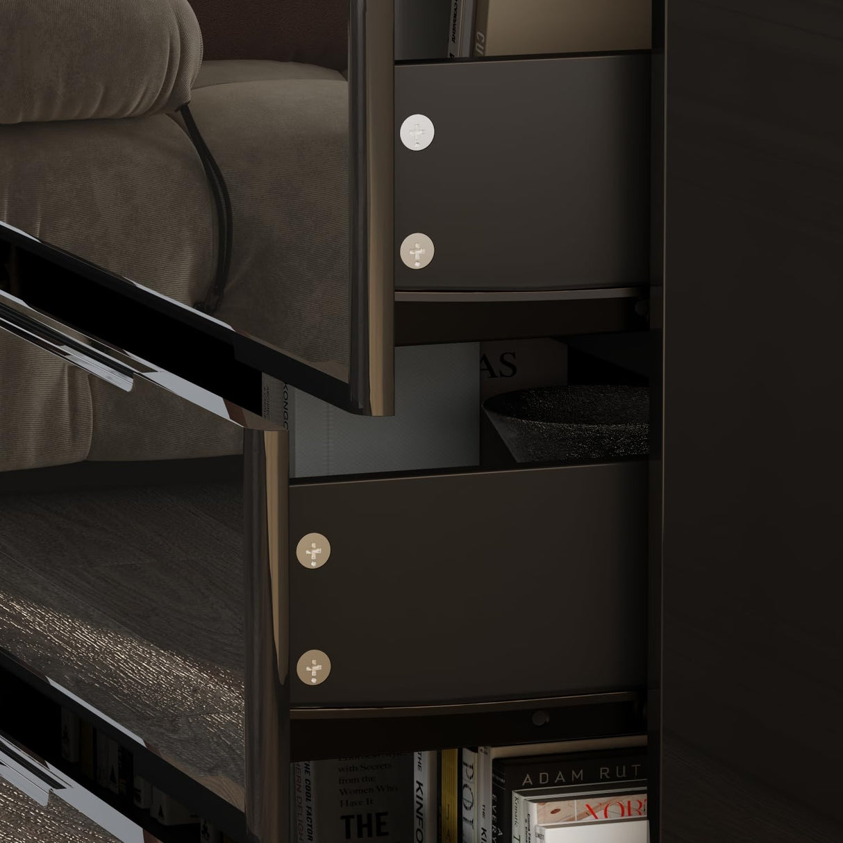 ROMSHINE Black Drawer Dresser with LED Light, Modern High Gloss Dresser with 8 Drawers, 63" Long Dresser Double Dresser Storage Chest of Drawer for Bedroom, Living Room, Entryway ROMSHINE