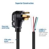 Cable Matters 4 Prong Replacement 50 AMP RV Power Cord 10 ft, 6/8 AWG, Generator Extension Cord/Generator Power Cord, Compatible with Tesla Charger/EV Charger / J1772 Charger (NEMA 14-50P to 4 Wire) Cable Matters