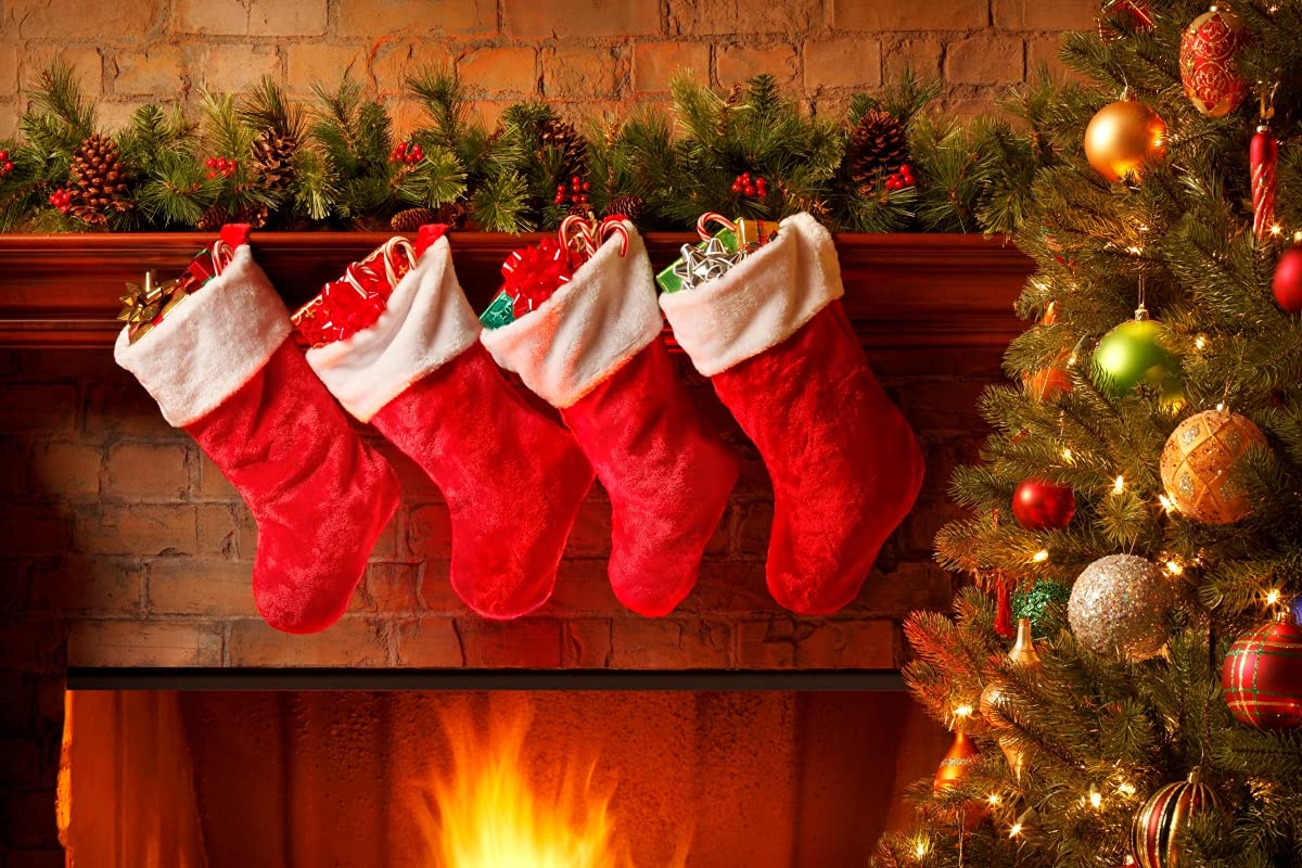 Black Duck Brand Set of 4-18" Red Velvet Stocking W/White Plush Cuff & Hanging Tag Black Duck Brand