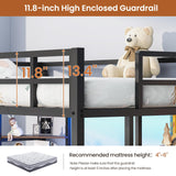 MSmask Loft Bed Twin Size with L Shaped Desk, LED Lights, Charging Station, Heavy Duty Metal Loft Bed Frame with 6 Storage Shelves, Safety Guard & Ladder, No Box Spring Needed, No Noise, Black MSmask