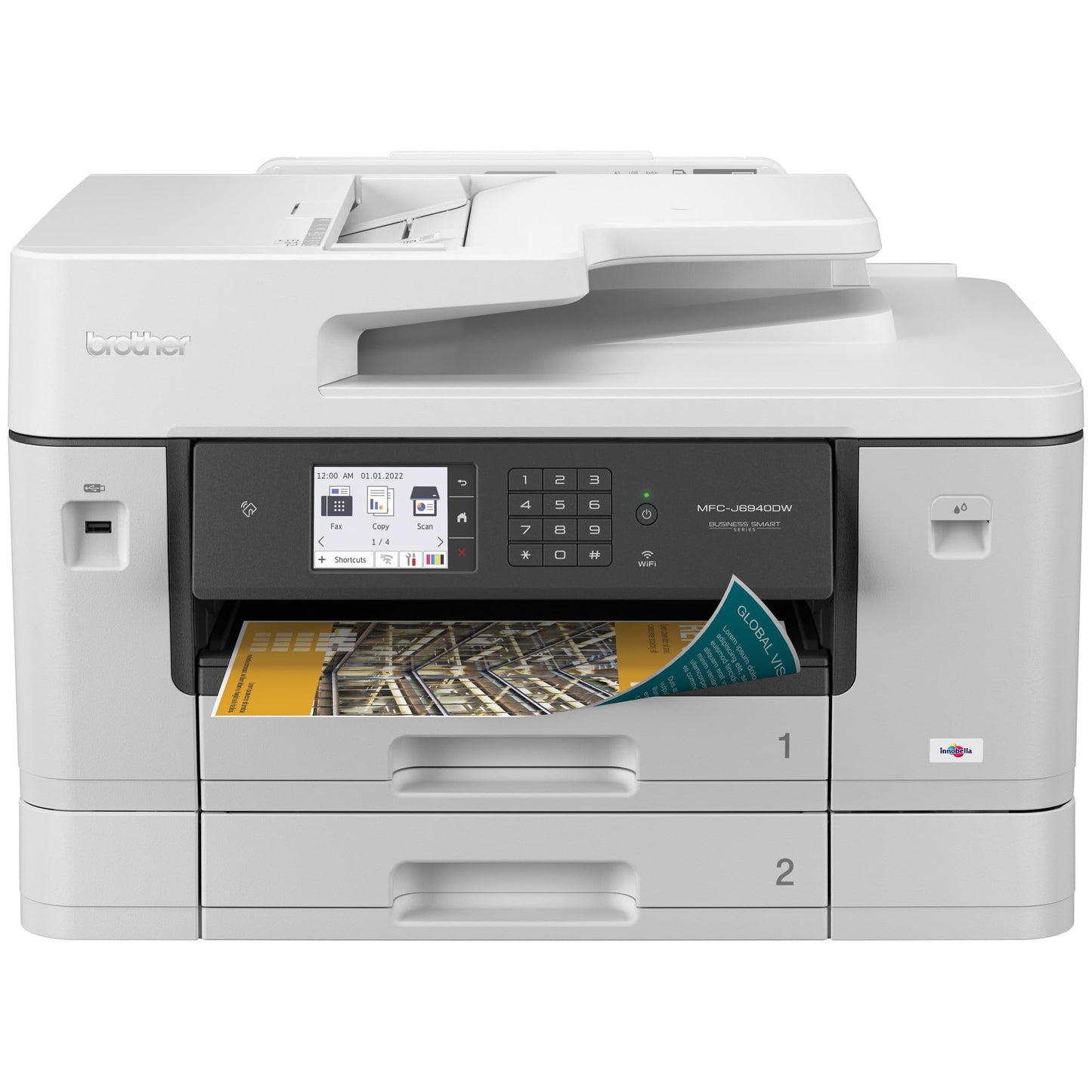 Brother MFC-J6940DW White Color Inkjet All-in-One Printer with 500-sheet Total Paper Capacity and The Ability to Print, scan, Copy or fax up to 11”x17 (Ledger) Size Paper.