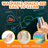 VEESA Sidewalk Chalk for Kids (52 PCS), Washable & Non-Toxic, 10 Colors Jumbo Chalk Bulk for Chalkboard, Blackboard, Driveway, Playgroud, Outdoor Actitvities VEESA