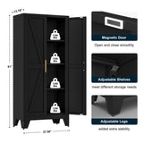 61" Tall Metal Storage Cabinet with 2 Doors and 3 Adjustable Shelves, 4-Tier Kitchen Pantry Storage Cabinet for Kitchen, Living Room, Dining Room and Office, Black LCAOPC