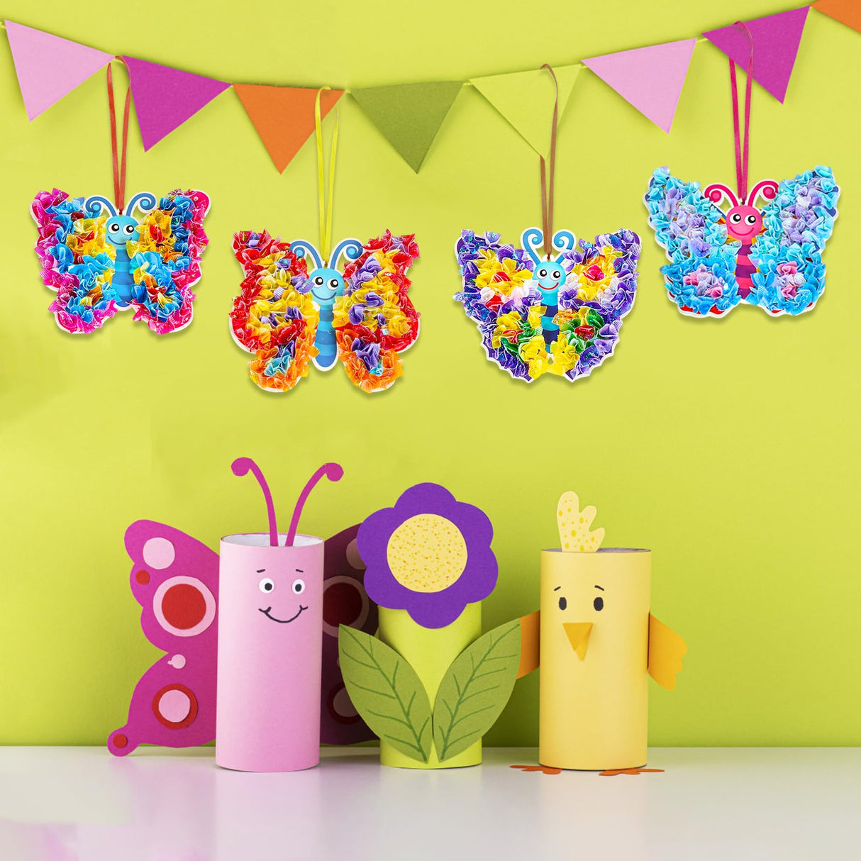 MEZOOM 12pcs Butterfly Craft Set for Kid Creative Butterfly Poke Art Toy Make Your Own Butterfly Poking Art Crafts for 4-12 Years Kid School Classroom Art Craft Activity Gift, Small MEZOOM