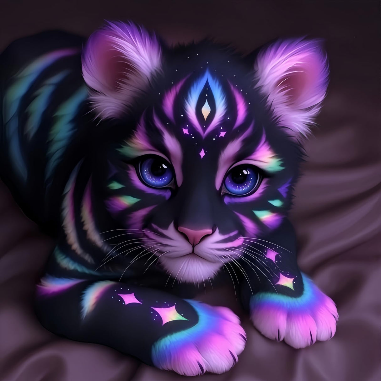 JYXSJYYD 5D DIY Tiger Diamond Art Kits for Adults,Purple Tiger Diamond Paintings Kits for Beginners,Paint by Diamonds Dot Full Drill Gem Art Crafts,Home Wall Decoration 13.8x13.8 Inches JYXSJYYD