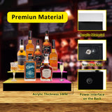 VONCI 16 Inch 3 Step LED Lighted Liquor Bottle Display Shelf, Bar Bottle Display Shelf with Remote Control and App Control for Home Commercial Bar Party VONCI