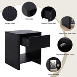 affeivul Modern Night Stand Set 2 with Drawer, Black Nightstand for Bedroom, Small End Table with Storage, Living Room/Bed Side Table with Drawer for Small Spaces, Fluted Cabinet Wood Nightstand affeivul