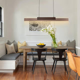 Y'INSP Modern Wooden LED Pendant Light Fixtures 47 Inch Linear Dimmable Pendant Light Height Adjustable Dining Room Light 35W Walnut Color Linear Chandelier for Kitchen Island Y'INSP