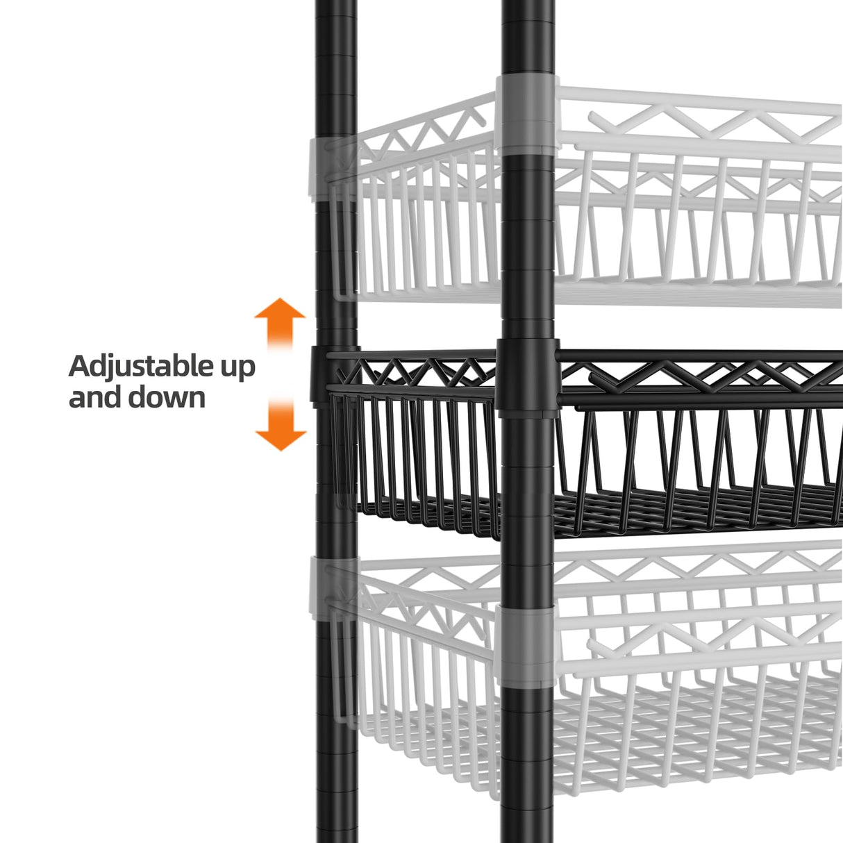 SINGAYE Shelf 6 Tier Wire Shelving Unit Adjustable Storage Shelves Big Basket Rack for Garage Kitchen Office Pantry Laundry Room Organizers13.5 D x 30" W x 65" H Black SINGAYE