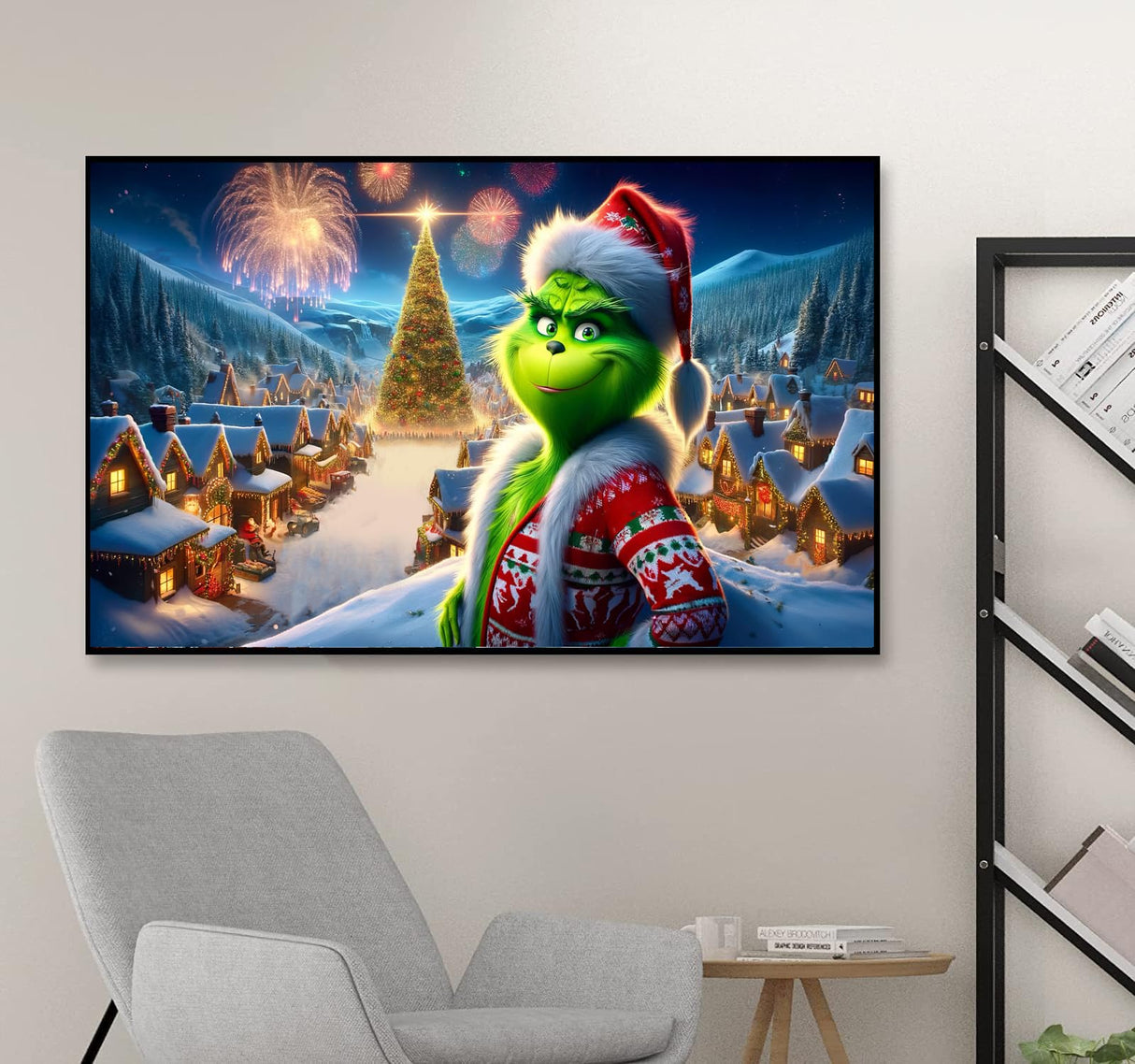 Apcufir Christmas Diamond Art Kits for Adults,Large Size Diamond Painting Kits Full Round Drills,Christmas Scenes and Fireworks Picture Crystal Rhinestone for Home Wall 28X16 inch Apcufir