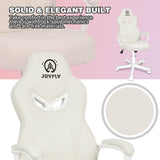 JOYFLY White Gaming Chair, Gaming Chair for Girls Teens, Kawaii Gaming Chair Ergonomic PC Office Chair with Dirt-Resistant Leather(White) JOYFLY