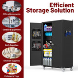 Reykilor Tall & Wide Metal Garage Storage Cabinet with 4 Adjustable Shelves, 43''W x 22''D x 72''H with Wheels & Pegboards, Heavy Duty Lockable Garage Cabinet for Warehouse, Basement, Office, Gym Reykilor