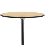 Flash Furniture Lars 30'' Round Wood Cocktail Table with 30'' and 42'' Columns, Adjustable Wood Bar Height Table for Events or Home Use, Natural Flash Furniture
