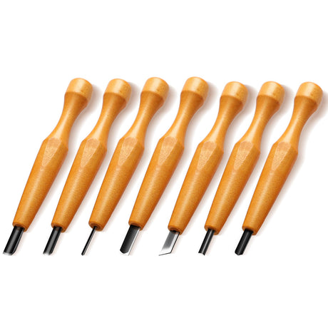 Lasnten 7 Pcs Wood Carving Tools Set Linoleum Hand Carving Tools Wood Carving Knife Wood Carving Chisels Flat V-Shaped Half Round Angled Gouge Carving Kit for Linocut Woodcarving Printmaking Woodblock Lasnten