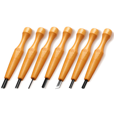 Lasnten 7 Pcs Wood Carving Tools Set Linoleum Hand Carving Tools Wood Carving Knife Wood Carving Chisels Flat V-Shaped Half Round Angled Gouge Carving Kit for Linocut Woodcarving Printmaking Woodblock
