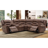EBELLO L-Shaped Power Reclining Sectional Couch for Living Room, Faux Leather Recliner Sofa Set Corner Sectional Couch Home Furniture Set, with Storage Console and Cup Holders, USB Port, Coffee Brown EBELLO