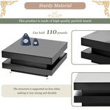 LED Coffee Table Modern High Gloss Cocktail End Table with 16-Color LED Lights, 2-Tier Square Coffee Table,Center Table for Living Room (Black) Harper & Bright Designs