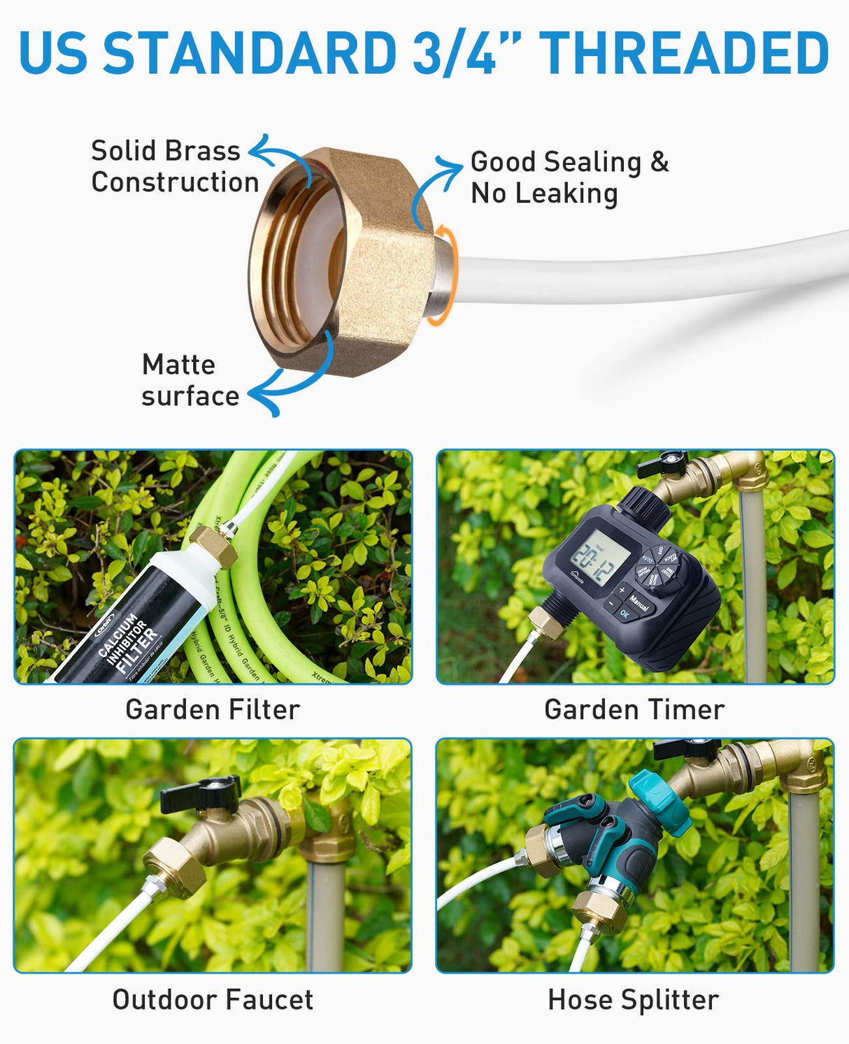 HOMENOTE Misting Cooling System, 26.3FT (8M) Misting Line + 7 Brass Mist Nozzles + Brass Adapter(3/4") Misters for Outside Patio Cooling Garden Greenhouse Watering homenote