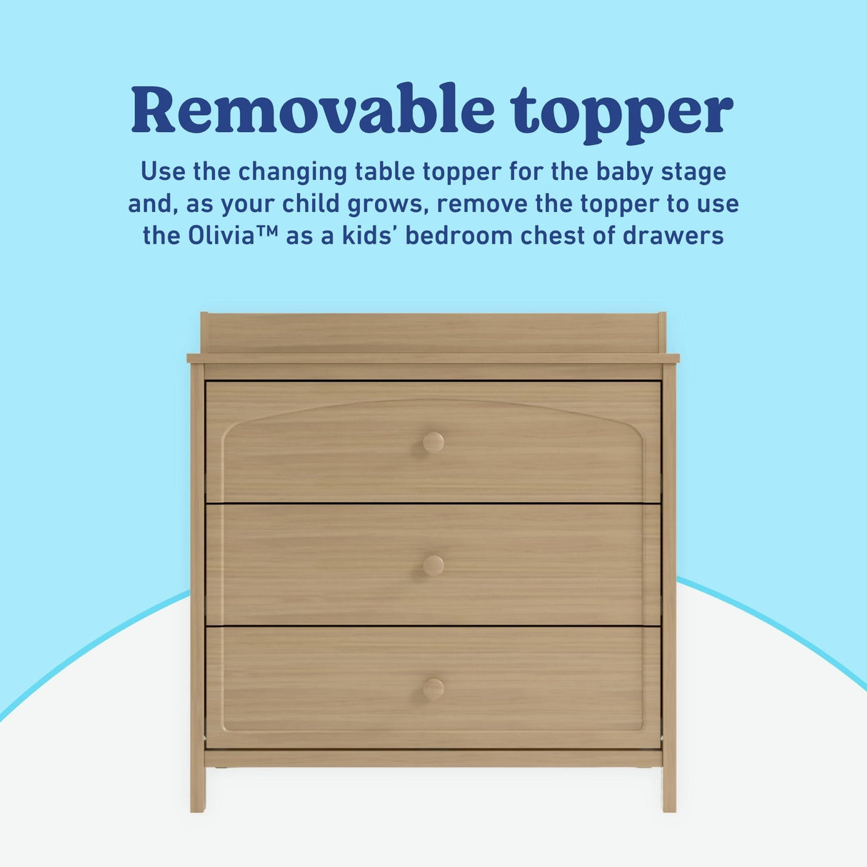 Graco Olivia 3 Drawer Changing Table Dresser (Driftwood) – GREENGUARD Gold Certified Baby Dresser with Changing Table Top, Includes Interlocking Drawer System Graco