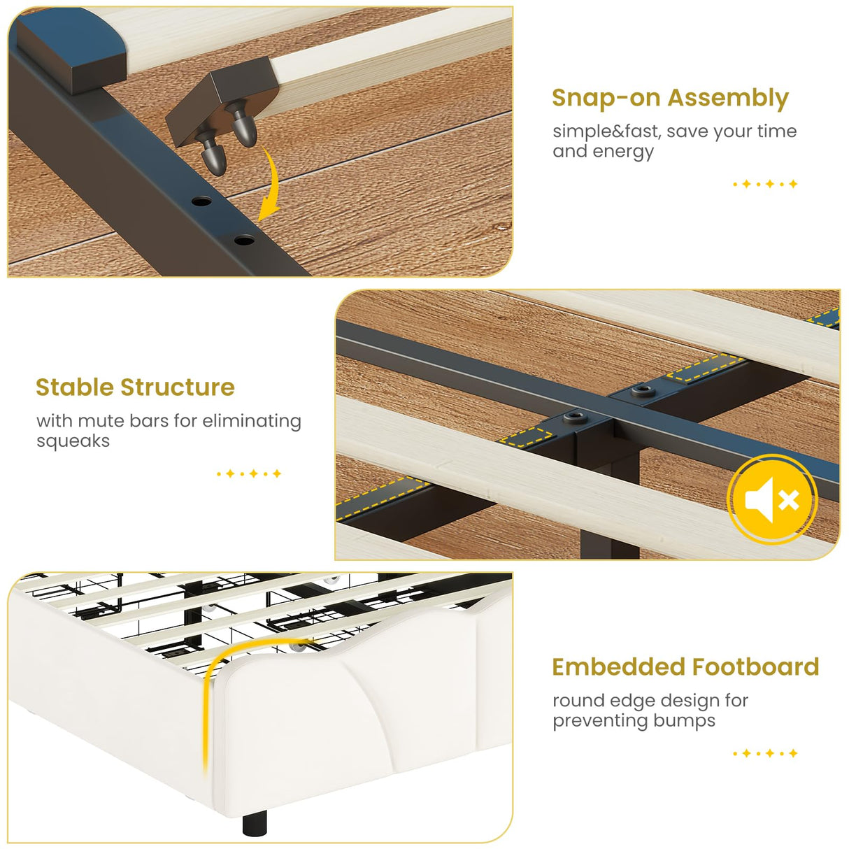 MSmask Twin Bed Frames with 4 Storage Drawers and LED Lights, Velvet Upholstered Platform Bed Frame with Height Adjustable Headboard, LED Bed Frame with Type C & USB, No Box Spring Needed, White MSmask