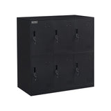 6 Door Locker Office Storage Locker Home and School Storage Organizer Metal Storage Cabinet with Lock for Classroom Gym Kids Room Playroom (Full Black) MAYROY