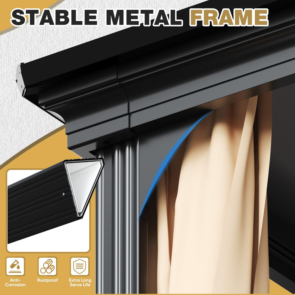 Devoko 10X13 FT Hardtop Gazebo Double Polycarbonate Roof Outdoor Canopy Gazebo with Nettings and Curtains Aluminum Frame for Patios, Gardens, Lawns (10' x13' Double Polycarbonate Roof) Devoko