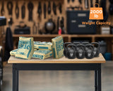 Albott Adjustable Workbench 28.7-38.6" Height, Rubber Wood Top Heavy Duty Workbench with Power Outlets & Hooks, 2000 LB Capacity Workbench for Garage, Workshop, Home & Office Albott